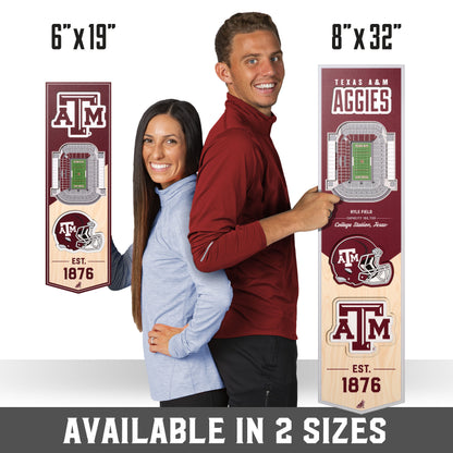 NCAA Texas A&M Aggies 3D Stadium Banner 8' X 32'
