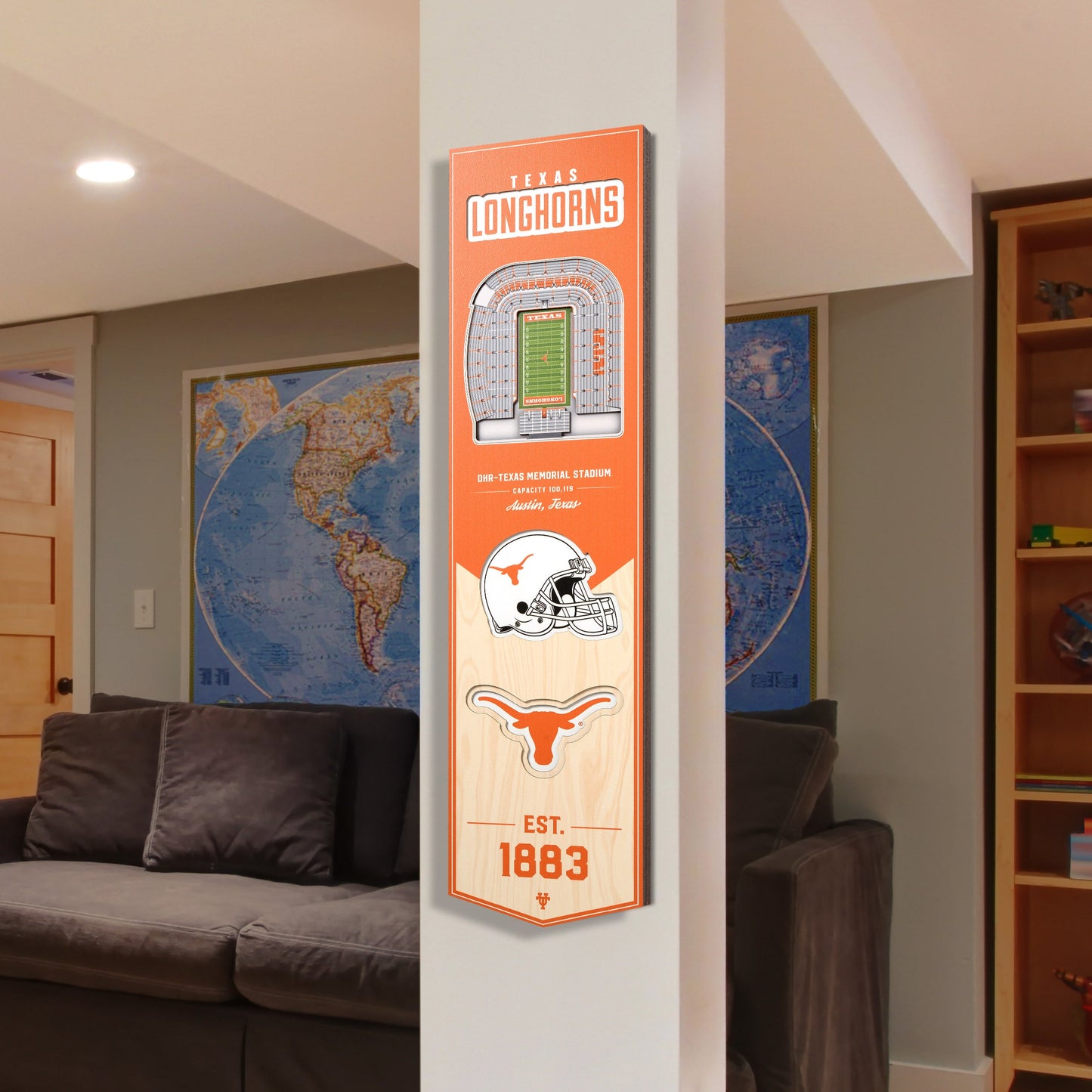 NCAA Texas Longhorns 3D Stadium Banner 8' X 32'