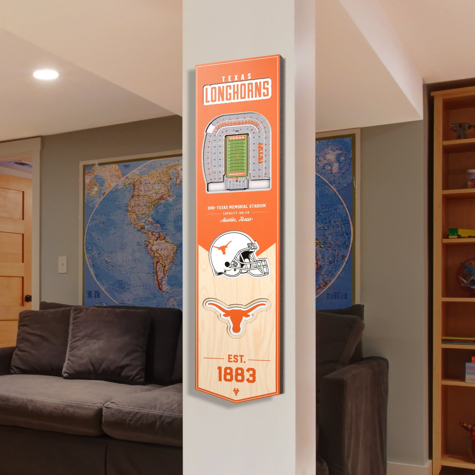 NCAA Texas Longhorns 3D Stadium Banner 8' X 32'
