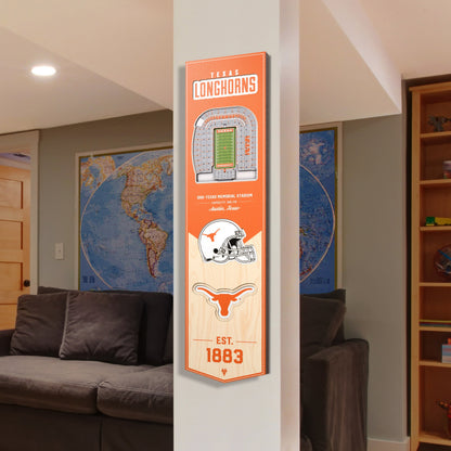 NCAA Texas Longhorns 3D Stadium Banner 8' X 32'