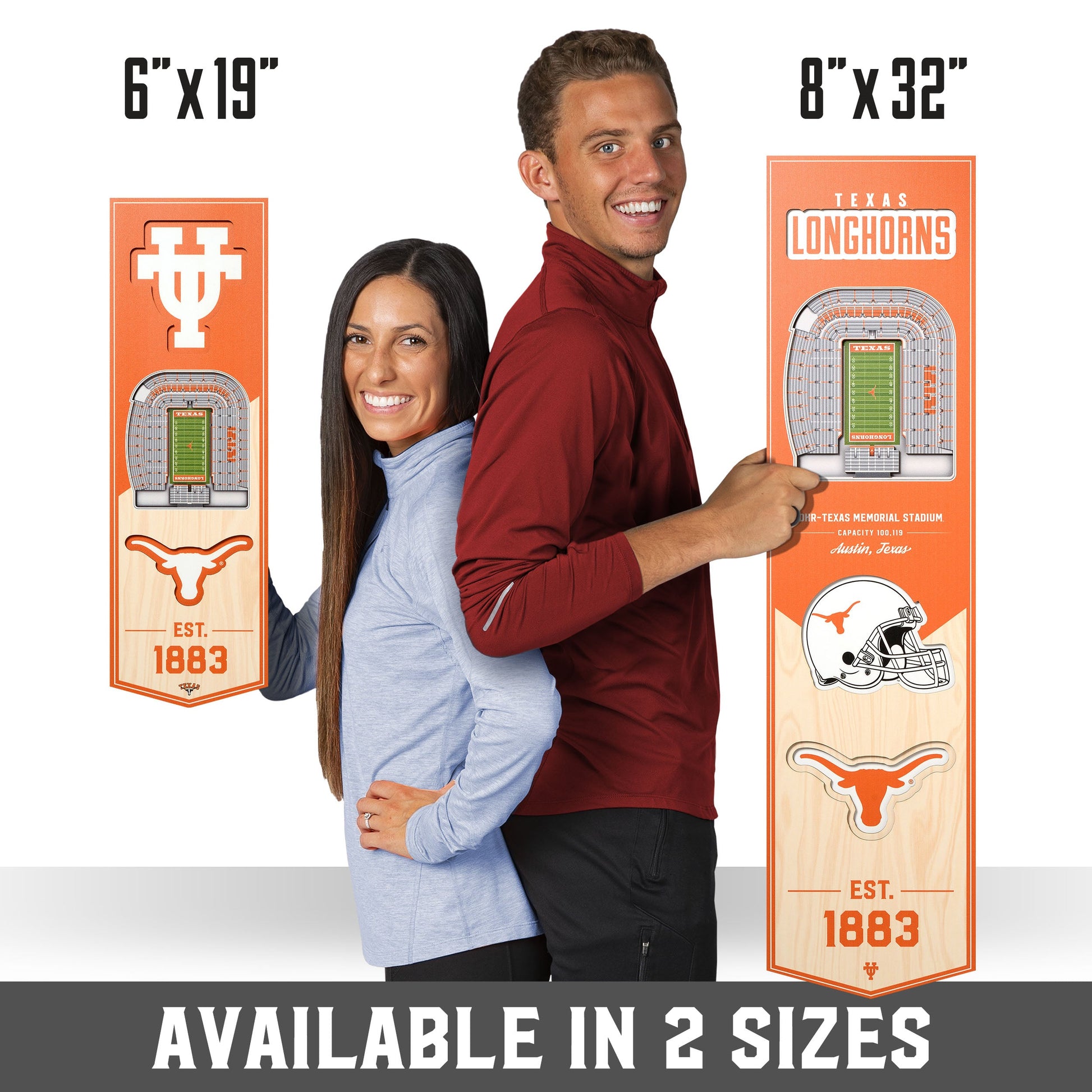 NCAA Texas Longhorns 3D Stadium Banner 8' X 32'