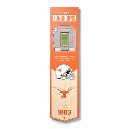 NCAA Texas Longhorns 3D Stadium Banner 8' X 32'