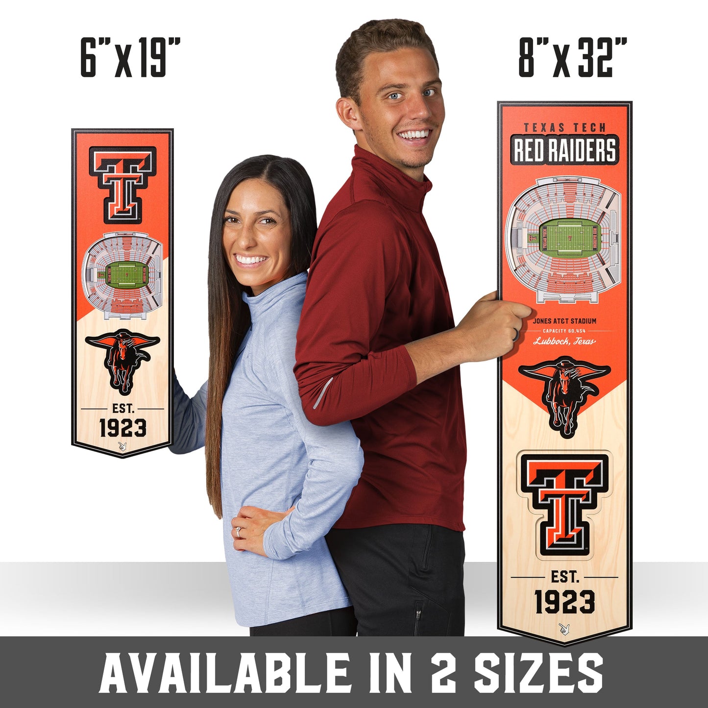 NCAA Texas Tech Red Raiders 3D Stadium Banner 8' X 32'