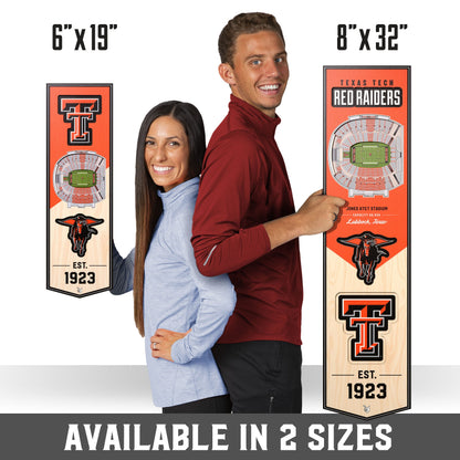 NCAA Texas Tech Red Raiders 3D Stadium Banner 8' X 32'