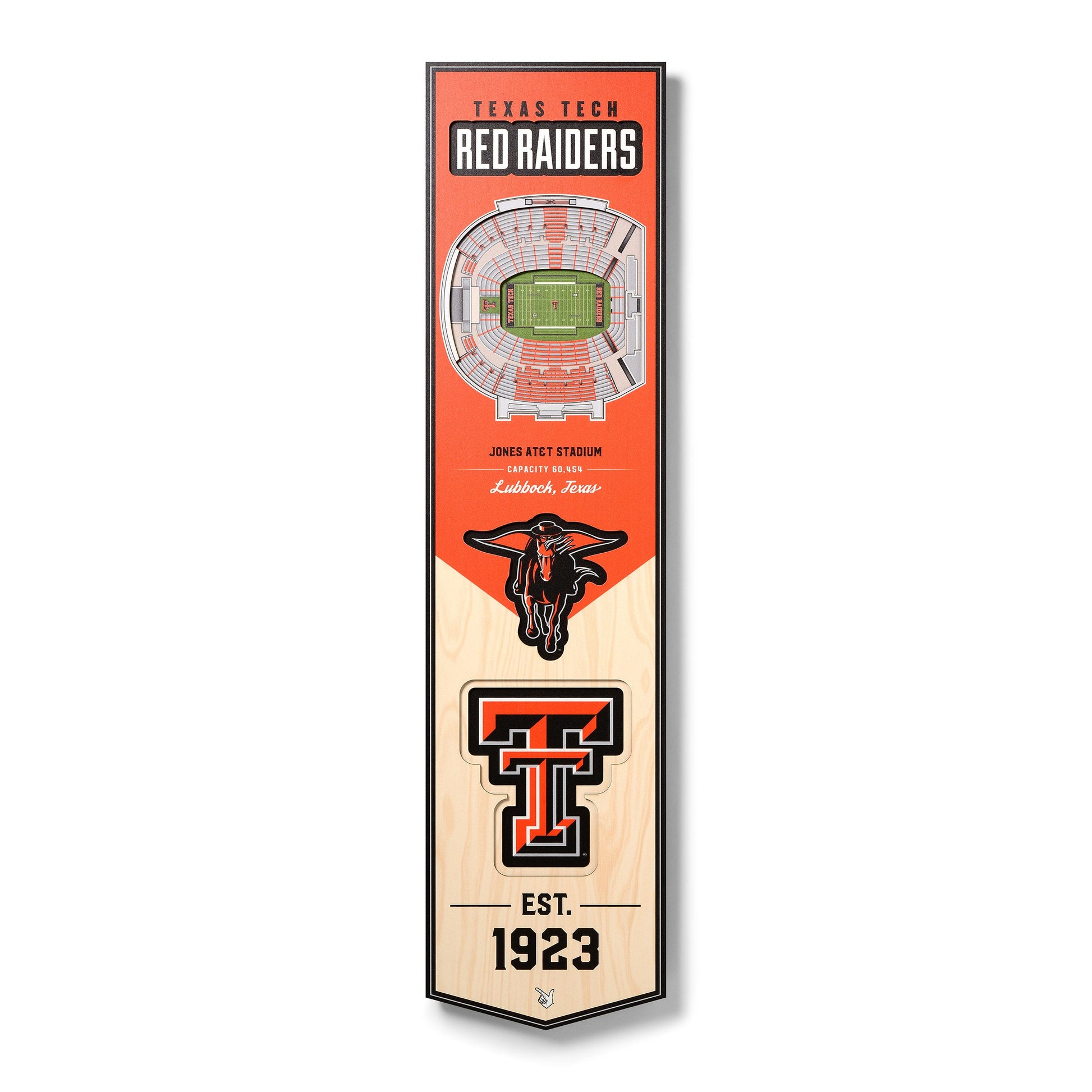 NCAA Texas Tech Red Raiders 3D Stadium Banner 8' X 32'