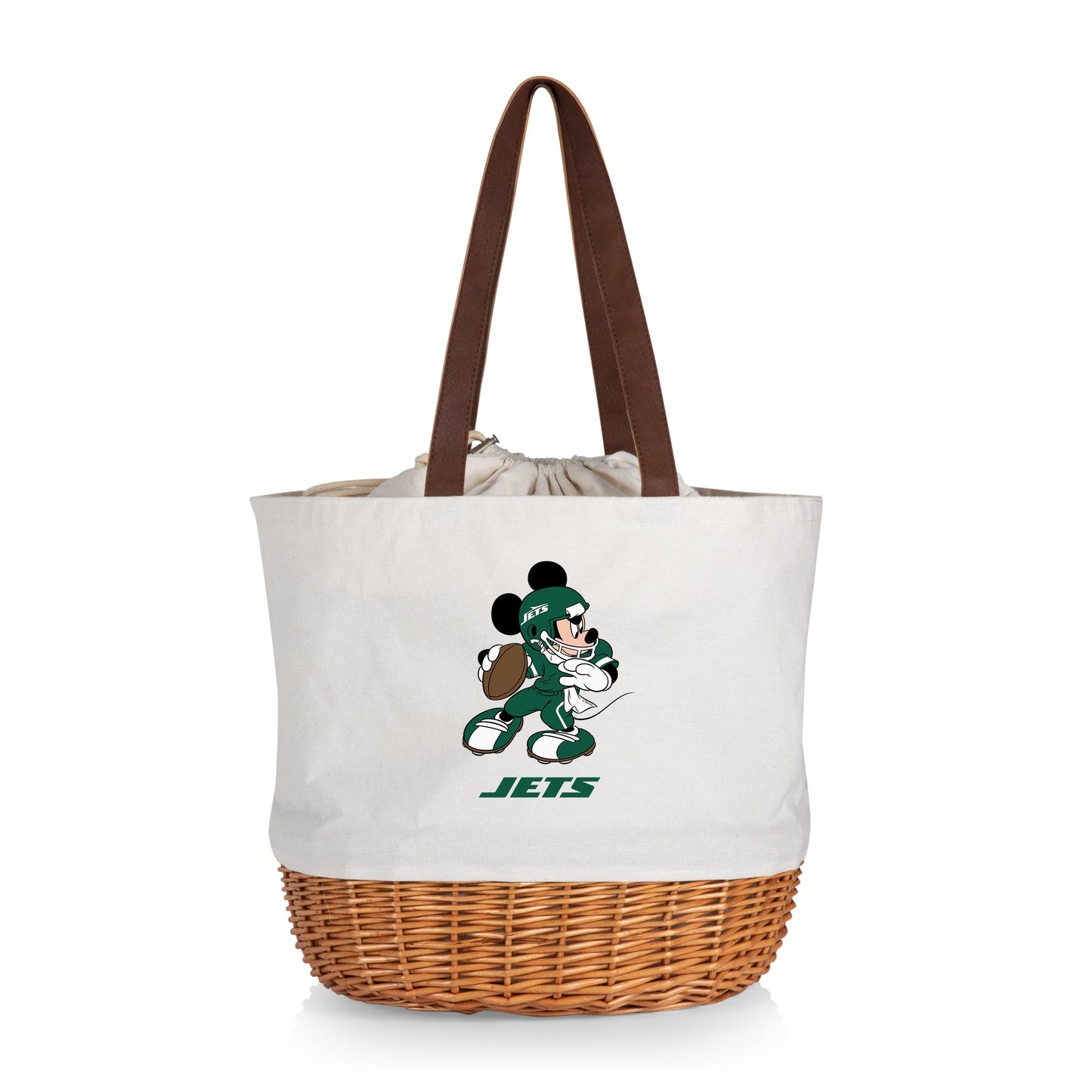 New York Jets Mickey Mouse - Coronado Canvas and Willow Basket Tote