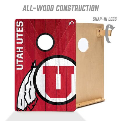 NCAA Utah Utes 2' X 3' All-Wood Cornhole Set - Alt 2