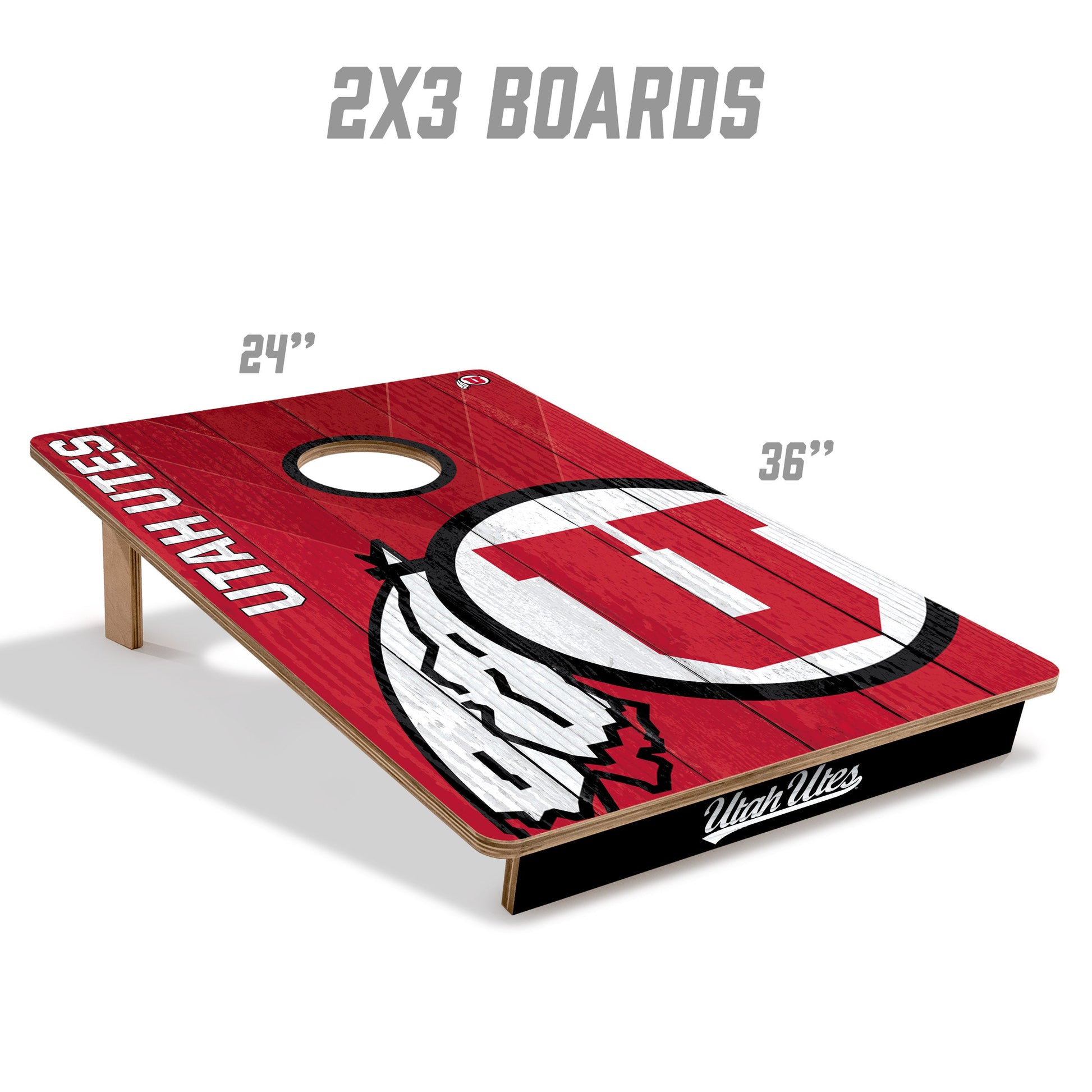 NCAA Utah Utes 2' X 3' All-Wood Cornhole Set - Alt 4