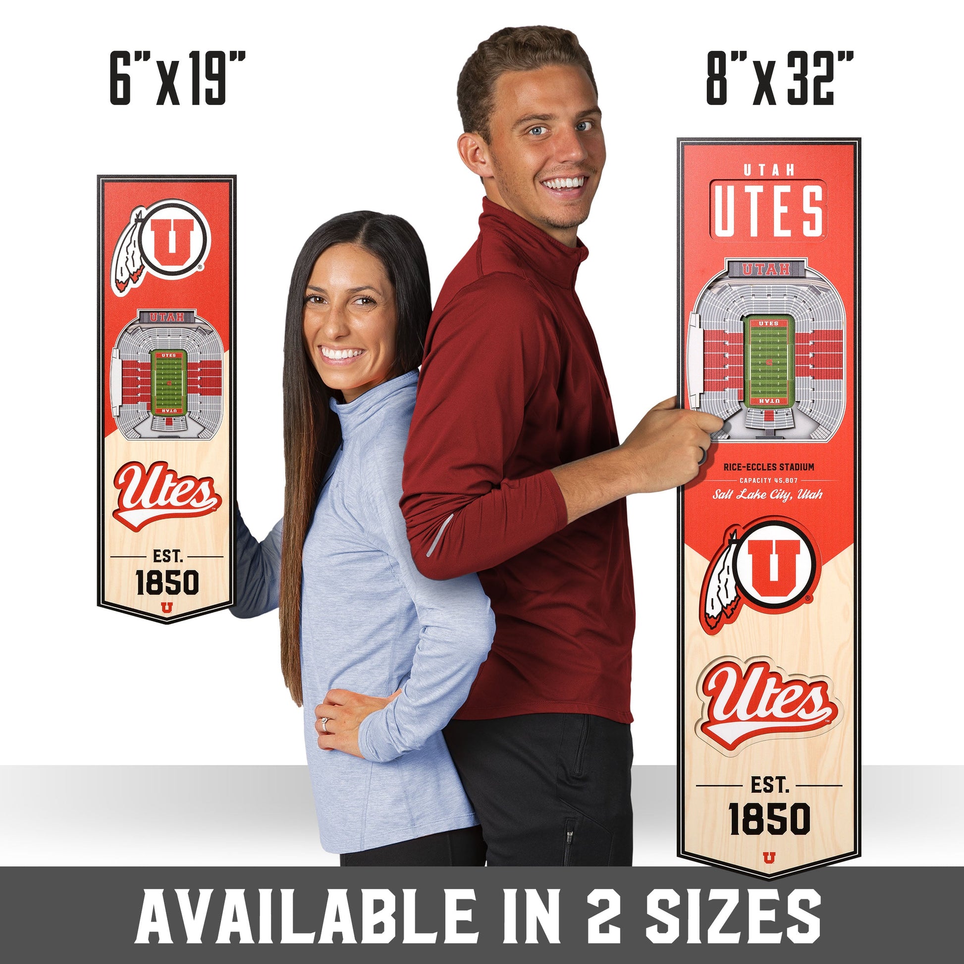 NCAA Utah Utes 3D Stadium Banner 8' X 32'