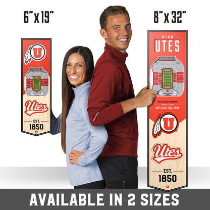NCAA Utah Utes 3D Stadium Banner 8' X 32'