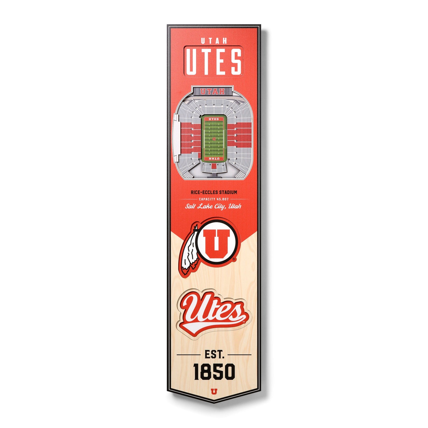 NCAA Utah Utes 3D Stadium Banner 8' X 32'