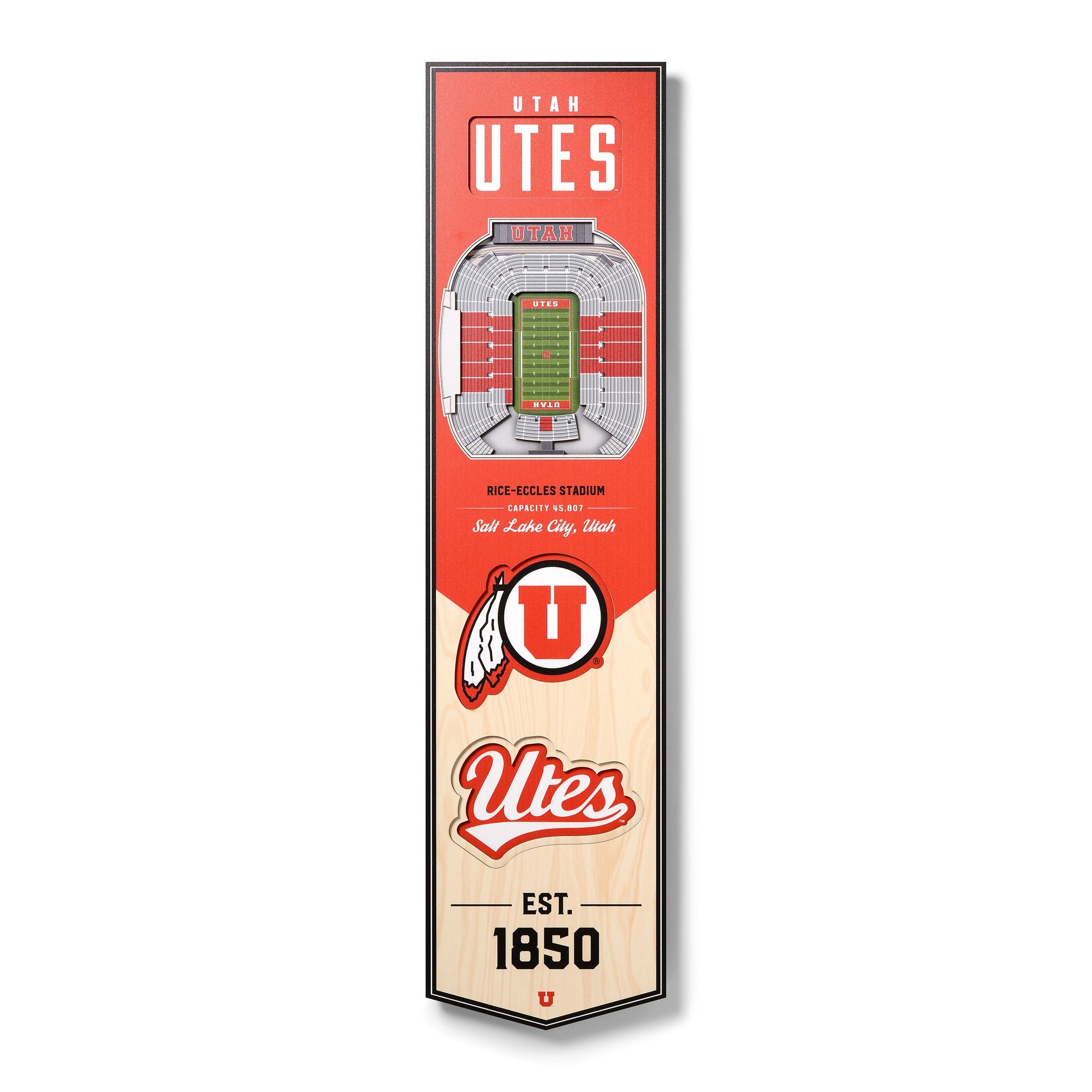 NCAA Utah Utes 3D Stadium Banner 8' X 32'