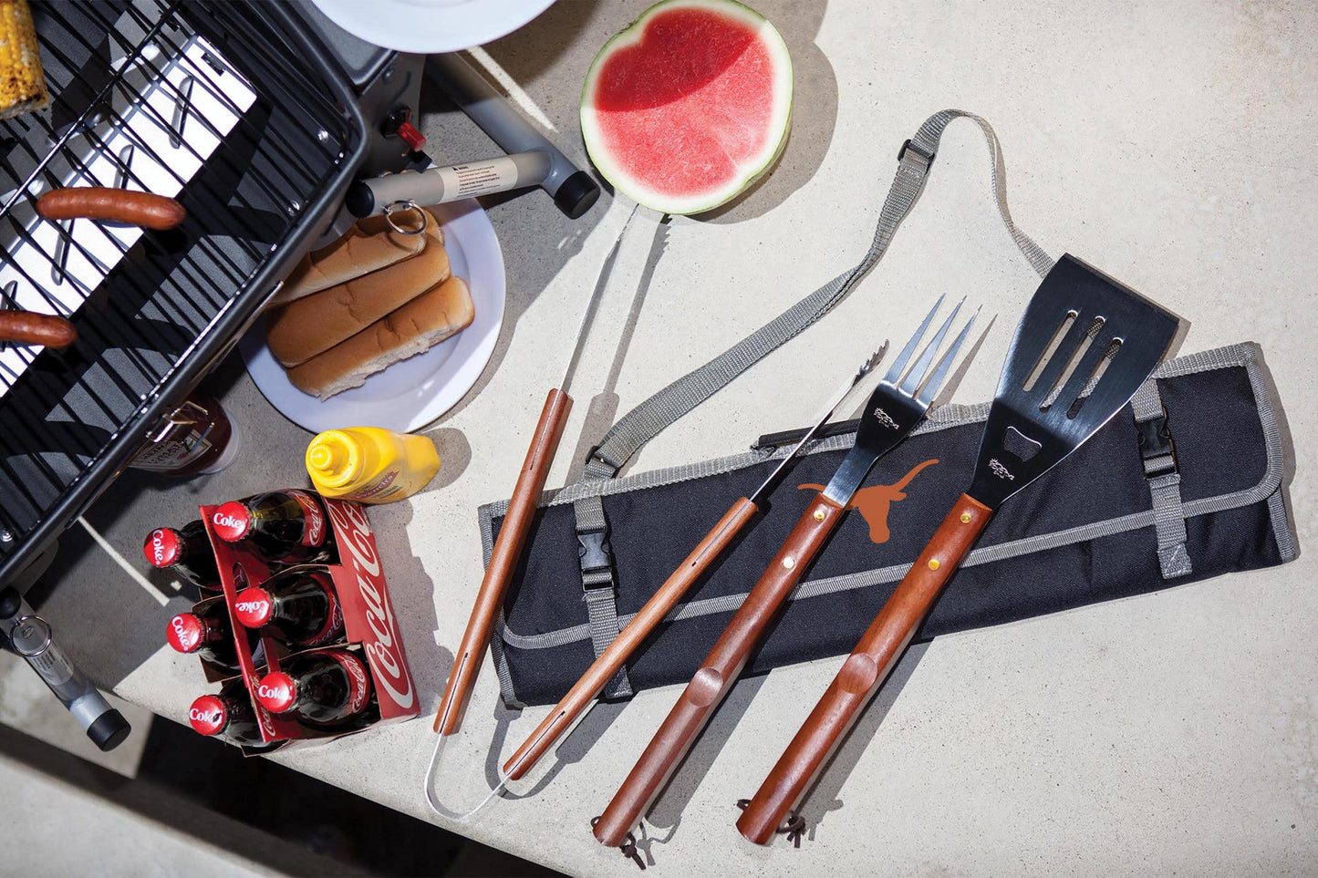Texas Longhorns - 3-Piece BBQ Tote & Grill Set