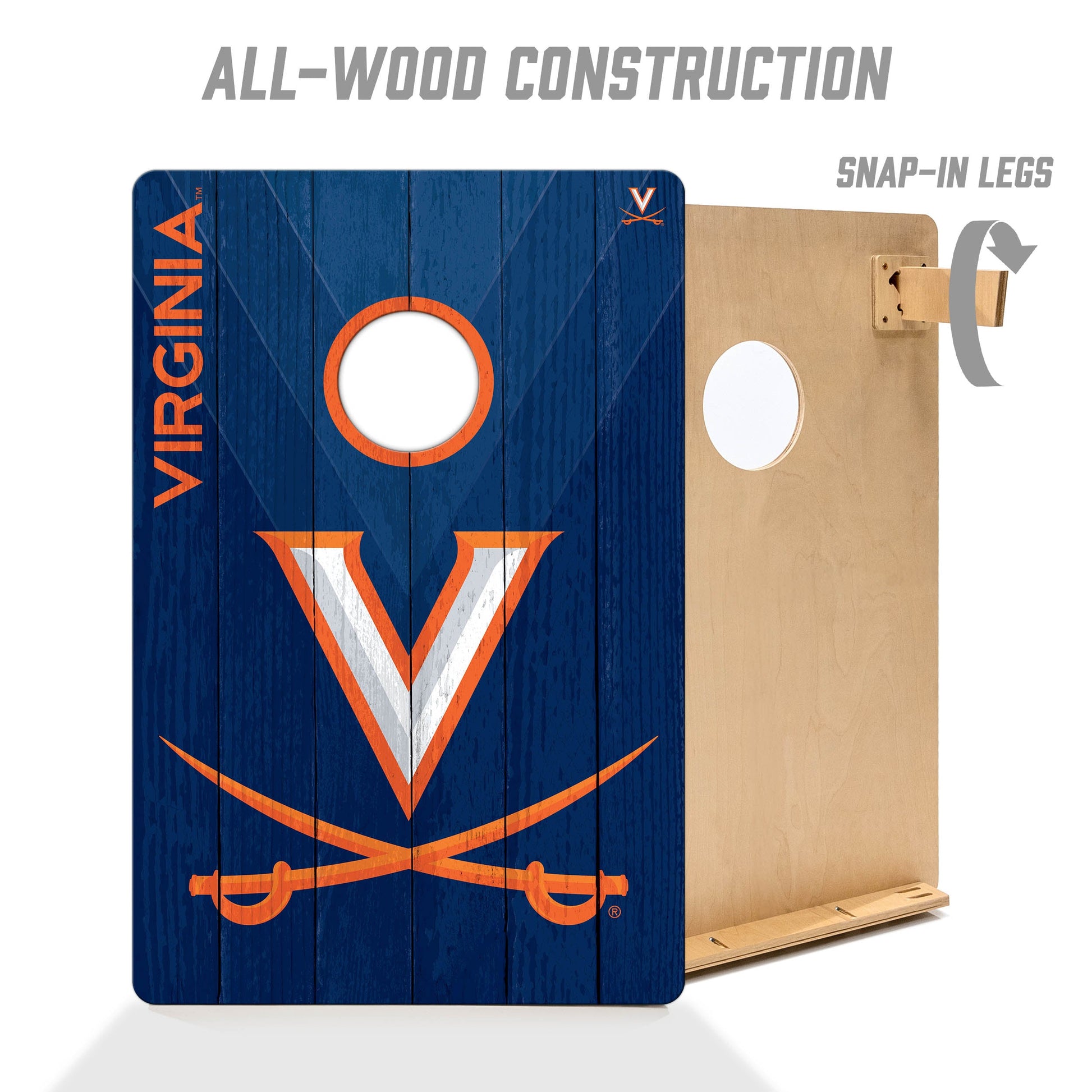 NCAA Virginia Cavaliers 2' X 3' All-Wood Cornhole Set - Alt 2