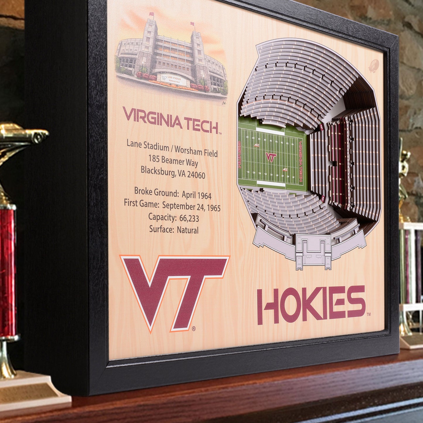NCAA Virginia Tech Hokies 25-Layer StadiumView Wallart