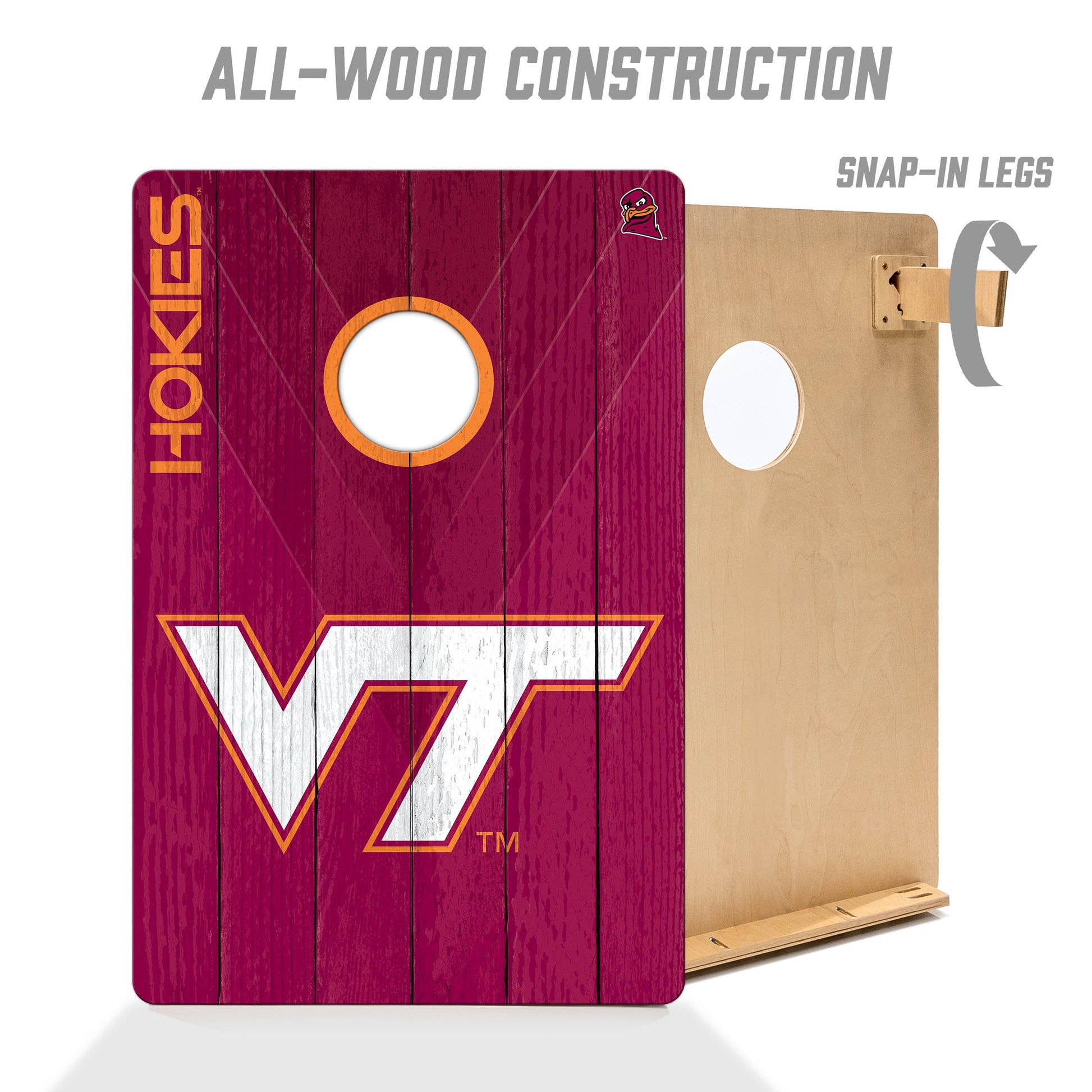 NCAA Virginia Tech Hokies 2' X 3' All-Wood Cornhole Set - Alt 2