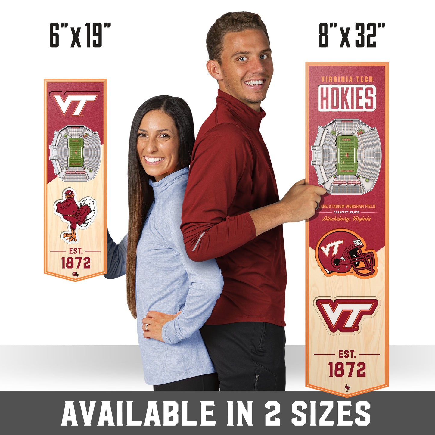 NCAA Virginia Tech Hokies 3D Stadium Banner 8' X 32'