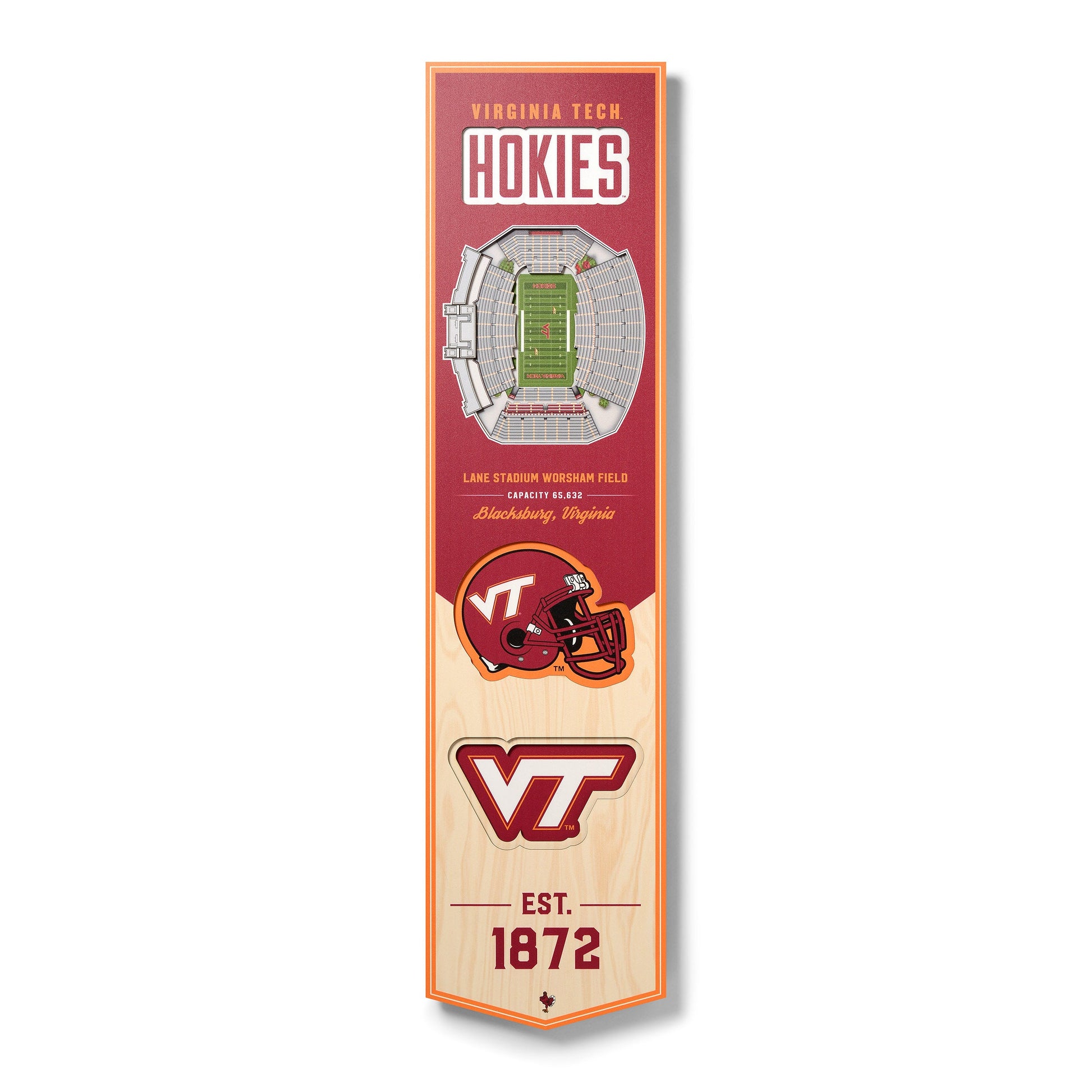 NCAA Virginia Tech Hokies 3D Stadium Banner 8' X 32'