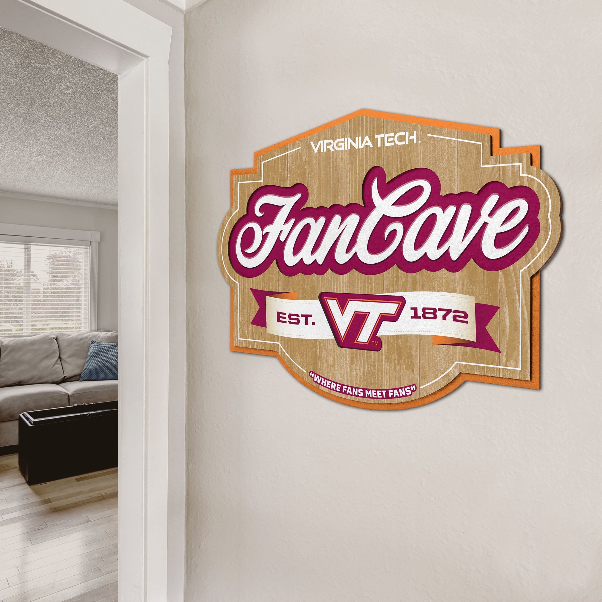 Virginia Tech Hokies Fan Cave Sign Alt 2