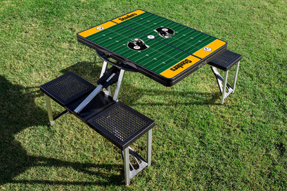 Pittsburgh Steelers Football Field - Picnic Table Portable Folding Table with Seats