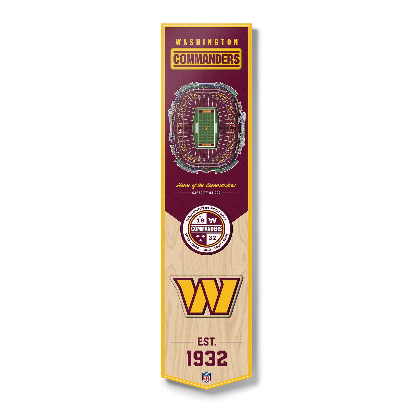 NFL Washington Commanders 3D Stadium Banner 8' X 32'