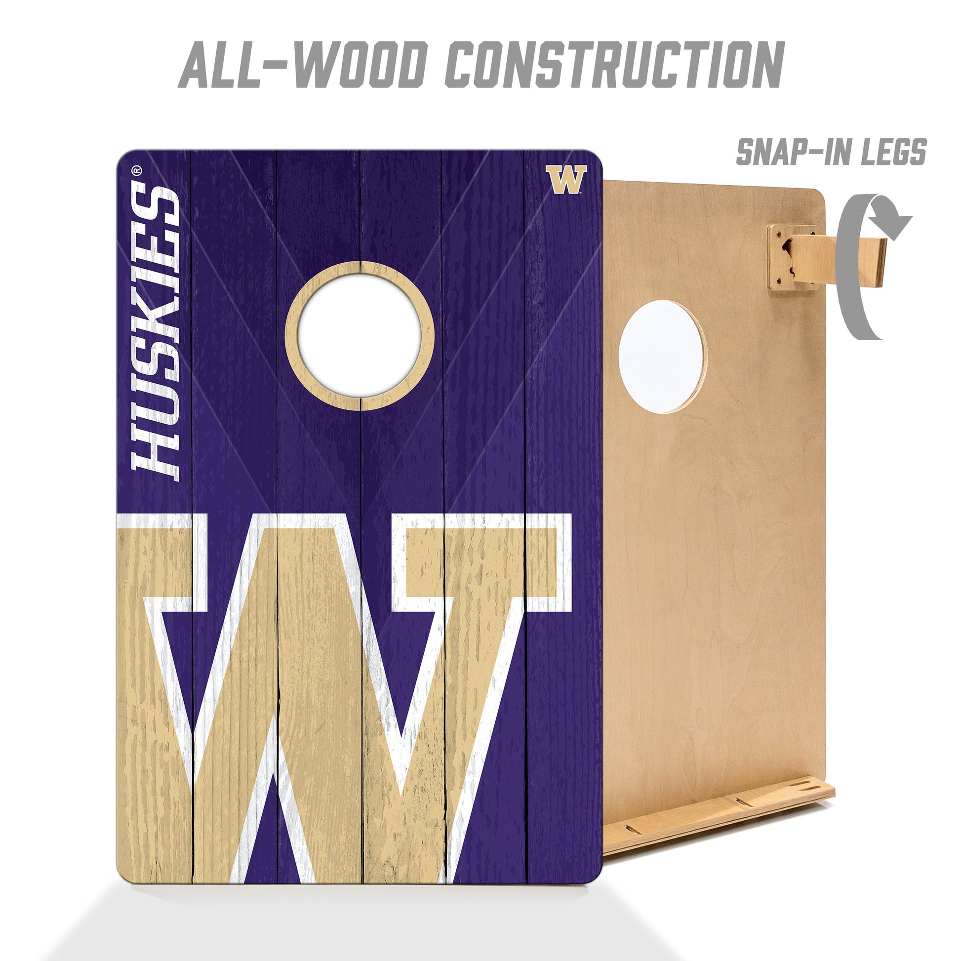 NCAA Washington Huskies 2' X 3' All-Wood Cornhole Set - Alt 2