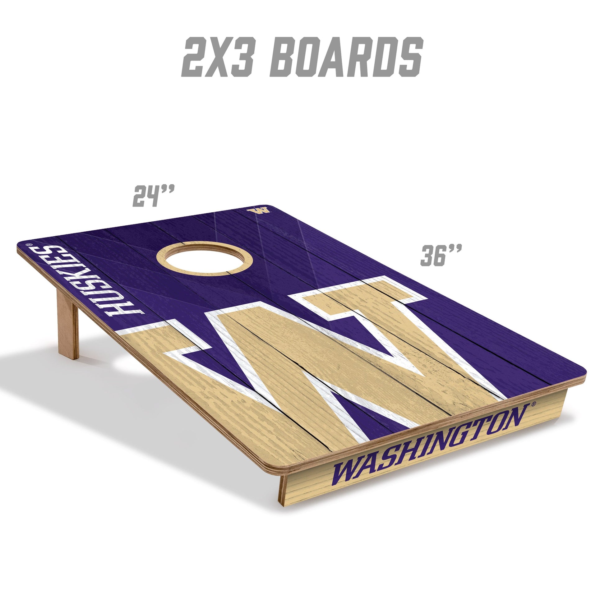 NCAA Washington Huskies 2' X 3' All-Wood Cornhole Set - Alt 4