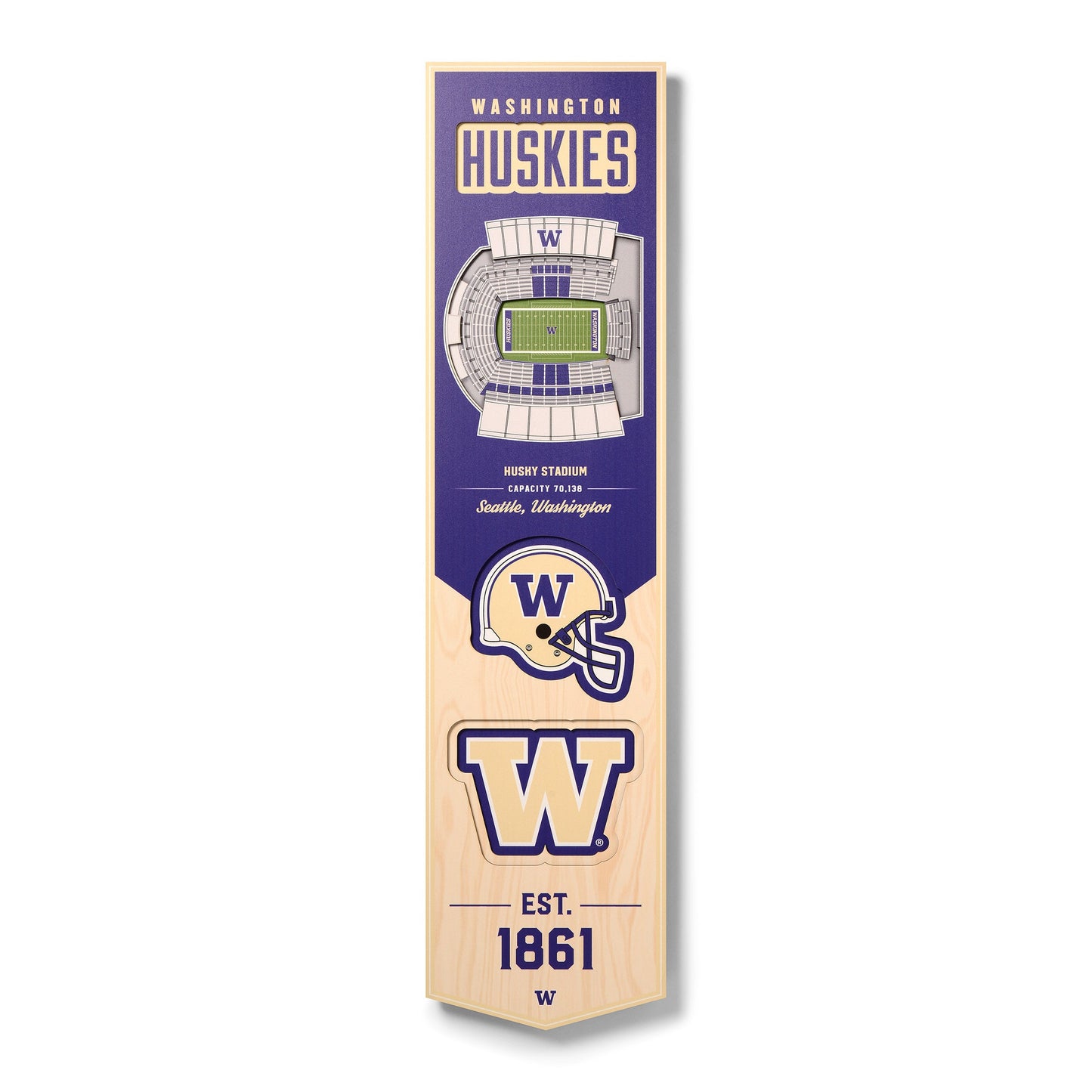 NCAA Washington Huskies 3D Stadium Banner 8' X 32'