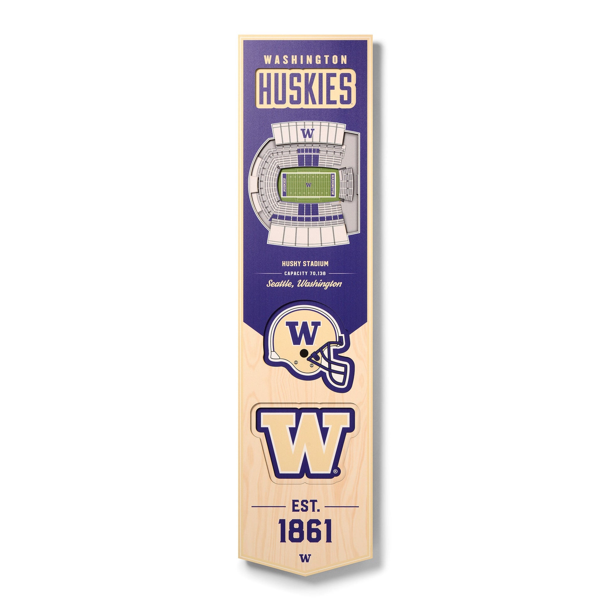 NCAA Washington Huskies 3D Stadium Banner 8' X 32'