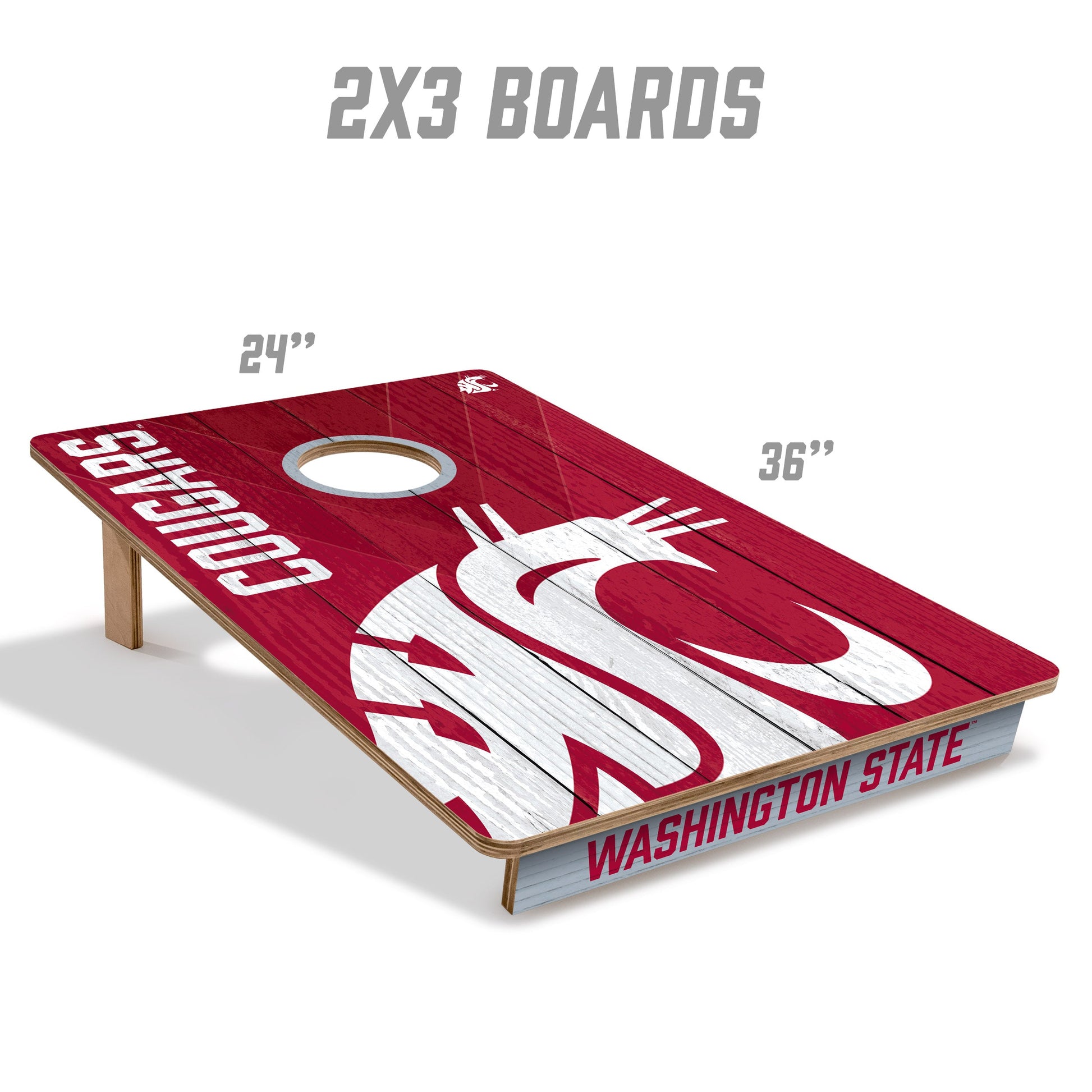 NCAA Washington State Cougars 2' X 3' All-Wood Cornhole Set - Alt 4