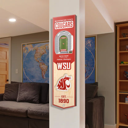 NCAA Washington State Cougars 3D Stadium Banner 8' X 32'