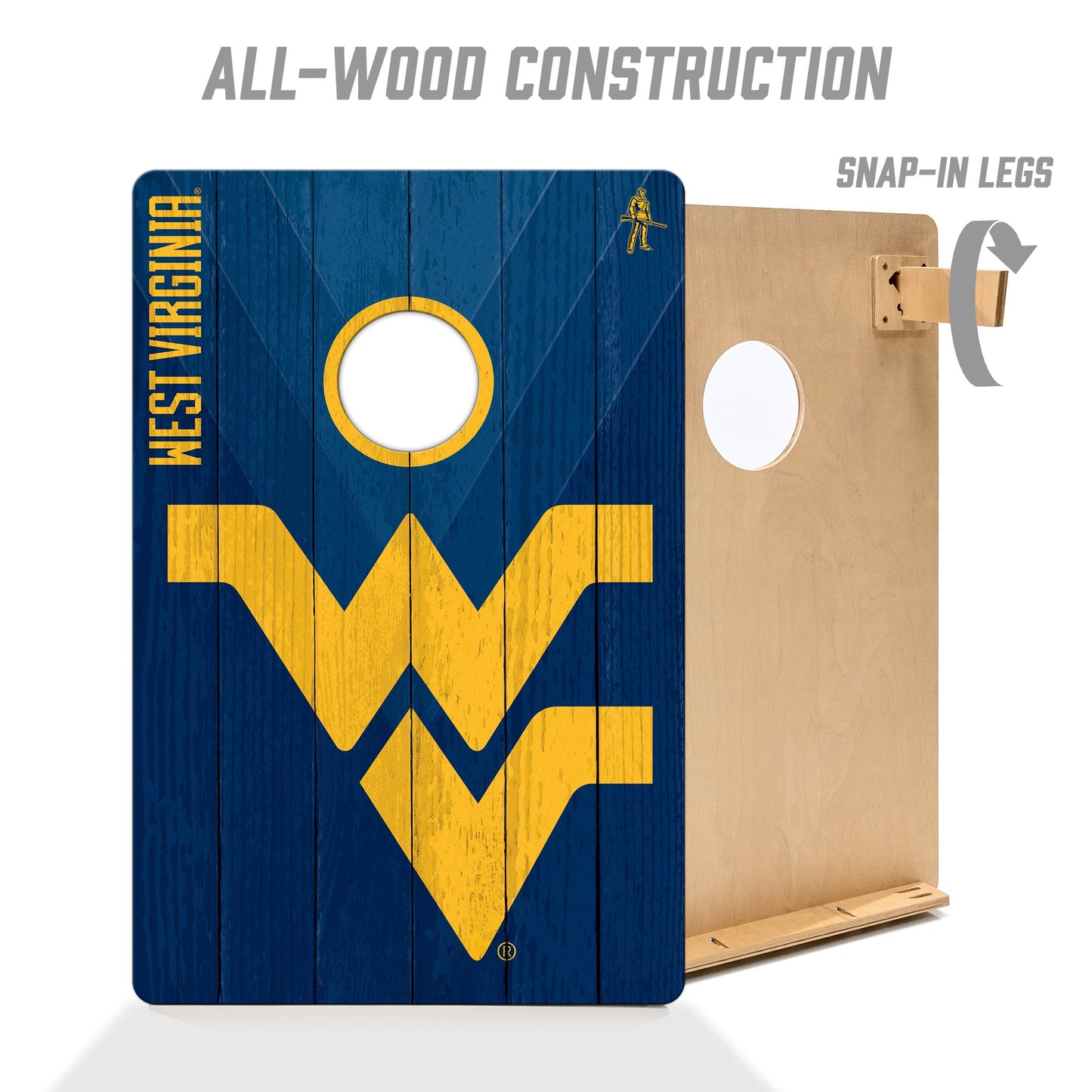 NCAA West Virginia Mountaineers 2' X 3' All-Wood Cornhole Set - Alt 2