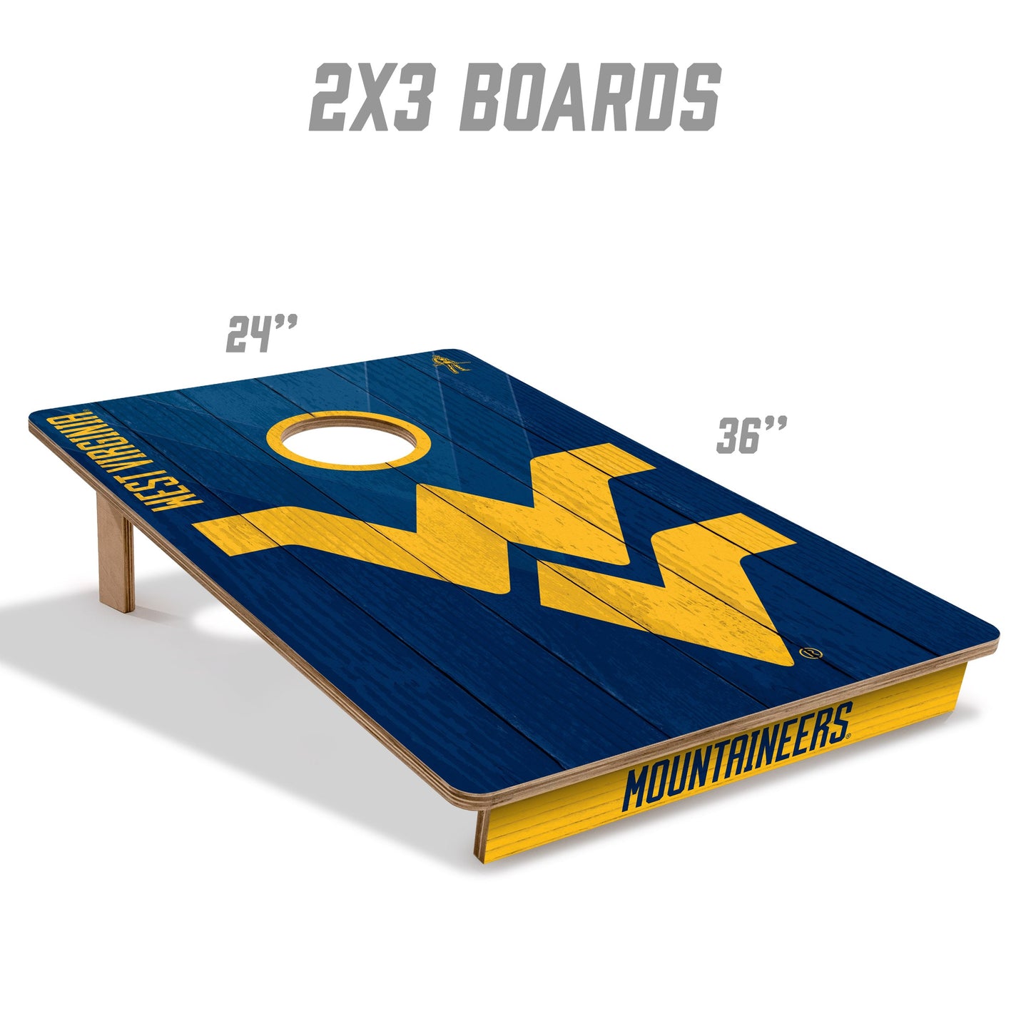 NCAA West Virginia Mountaineers 2' X 3' All-Wood Cornhole Set - Alt 4