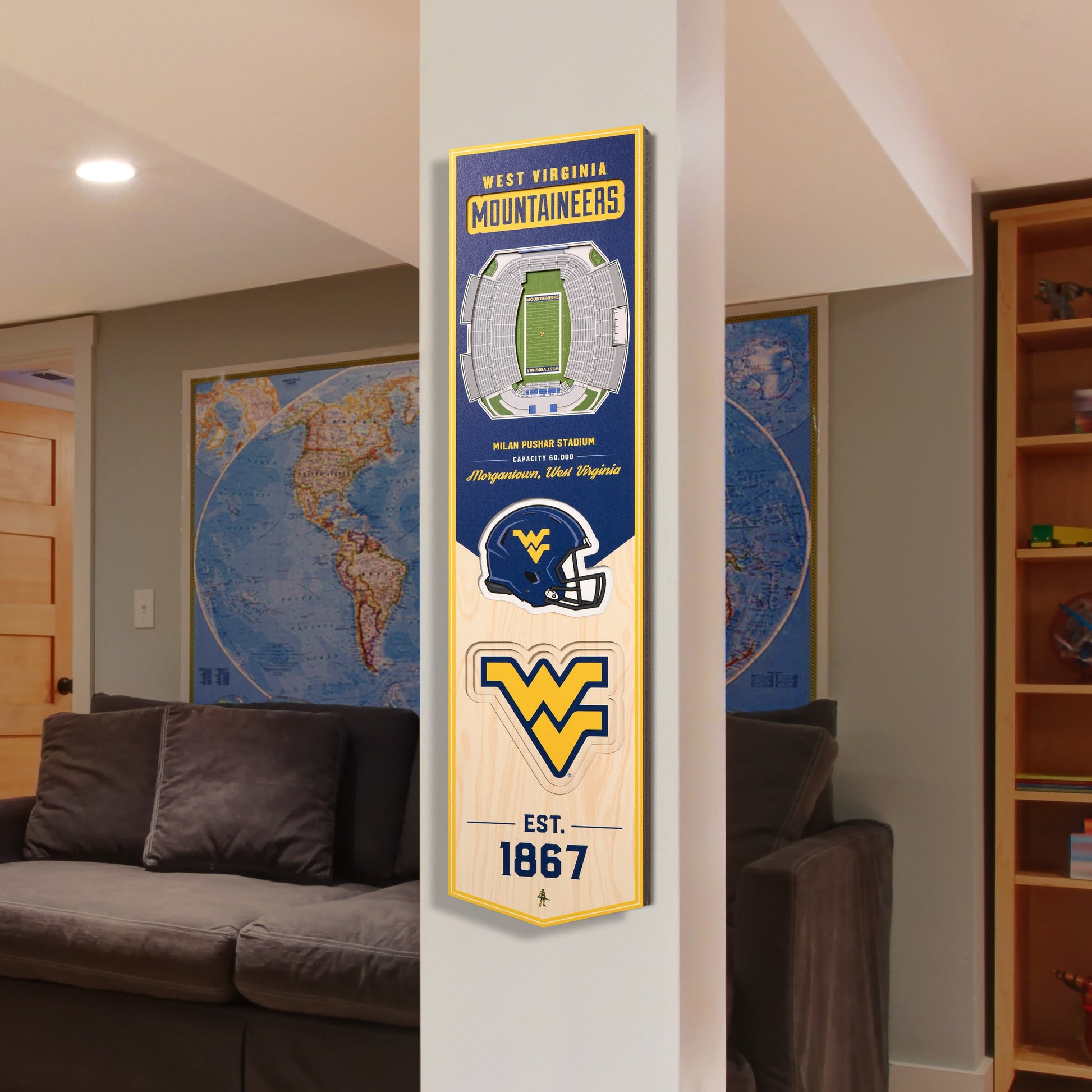 NCAA West Virginia Mountaineers FB 3D Stadium Banner 8' X 32'