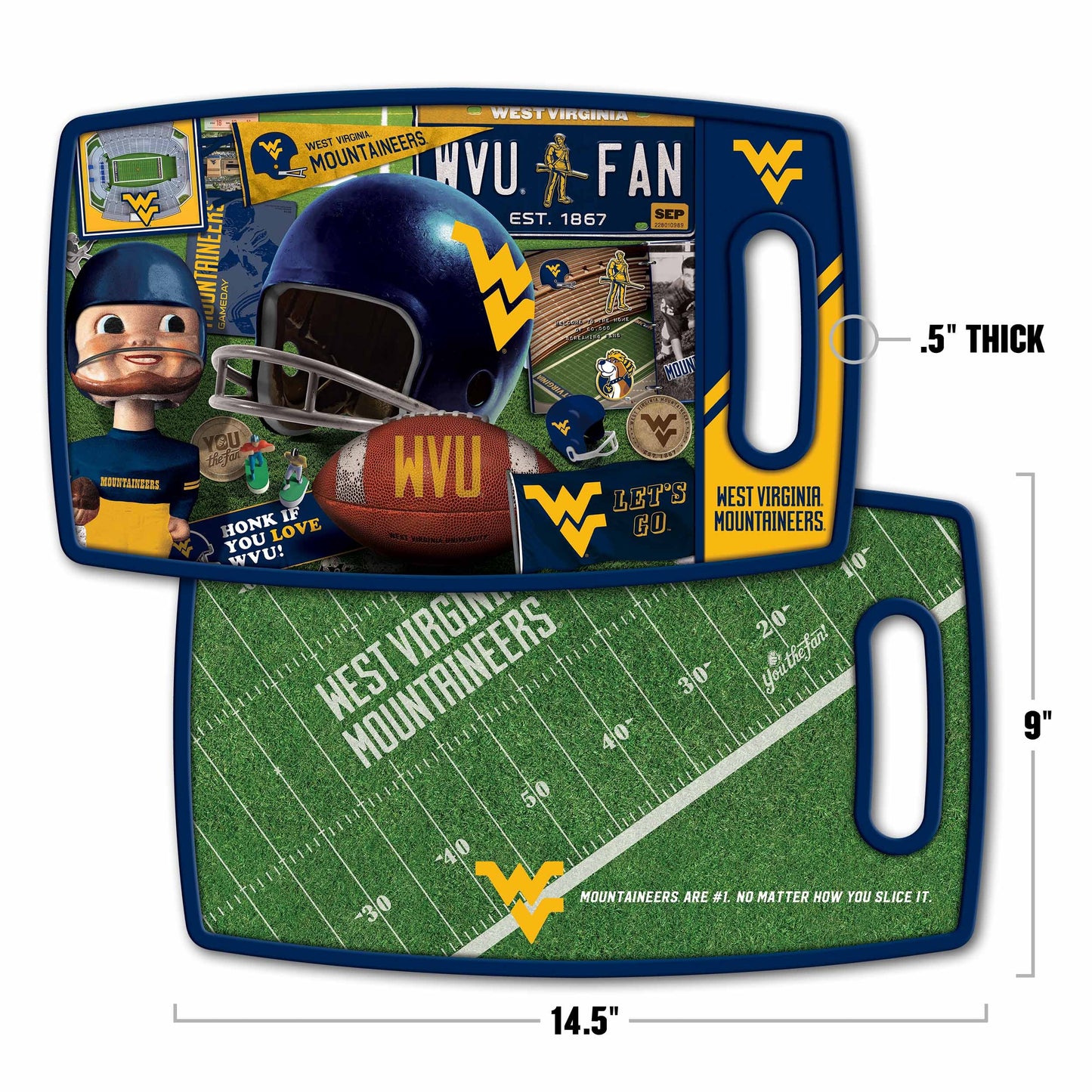 West Virginia Mountaineers Retro Series Cutting Board Alt 1