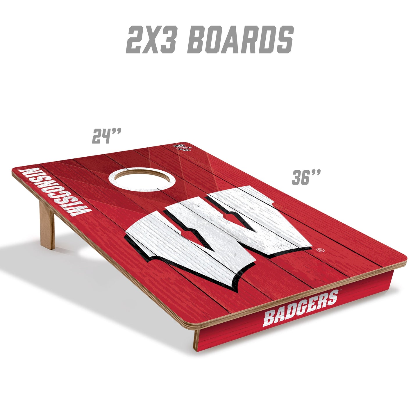 NCAA Wisconsin Badgers 2' X 3' All-Wood Cornhole Set - Alt 4