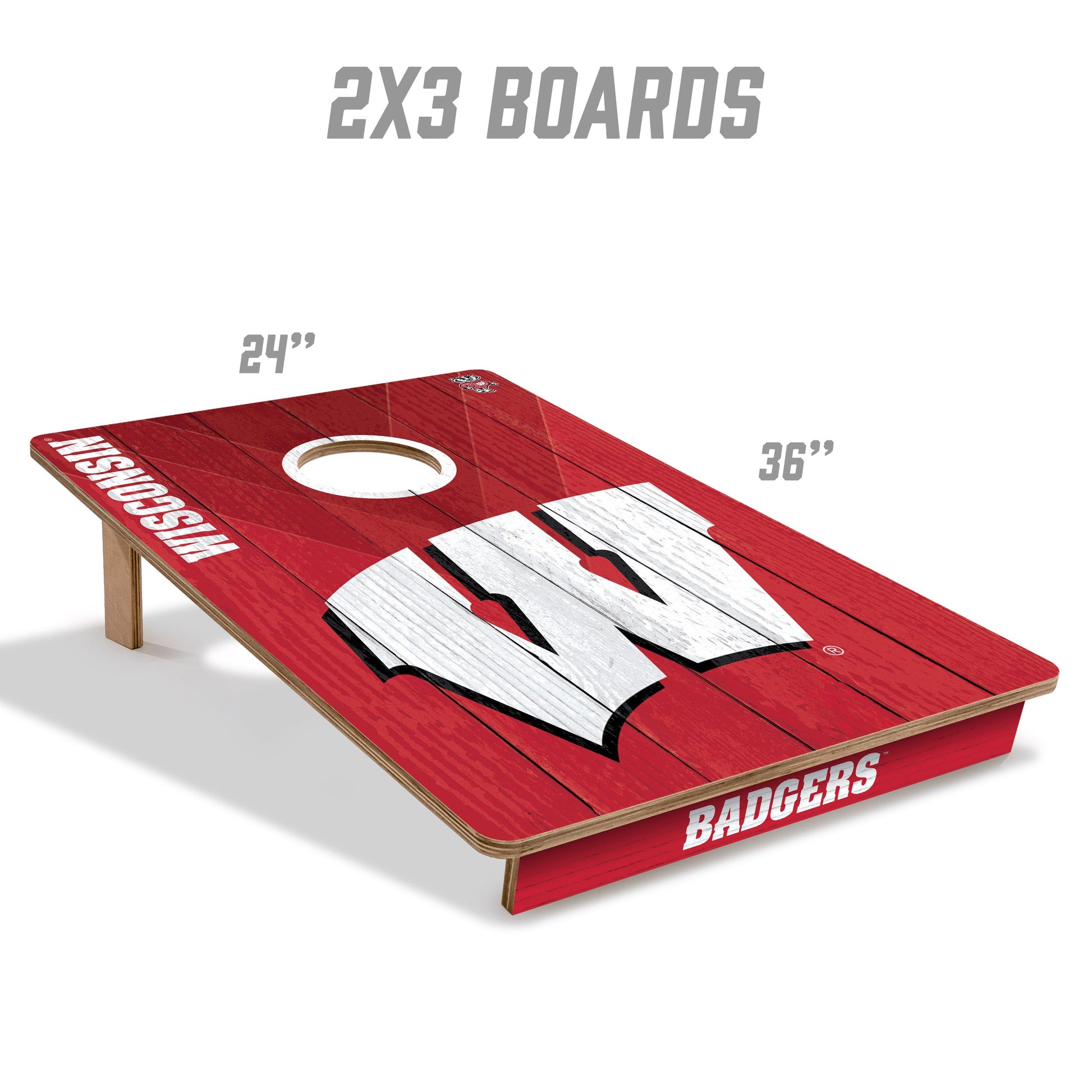 NCAA Wisconsin Badgers 2' X 3' All-Wood Cornhole Set - Alt 4