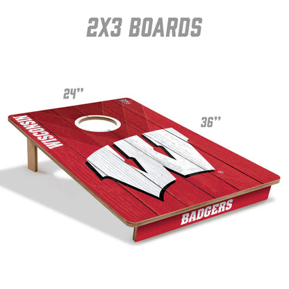 NCAA Wisconsin Badgers 2' X 3' All-Wood Cornhole Set - Alt 4