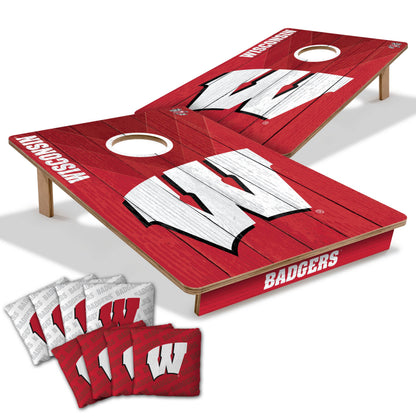 NCAA Wisconsin Badgers 2' X 3' All-Wood Cornhole Set-main