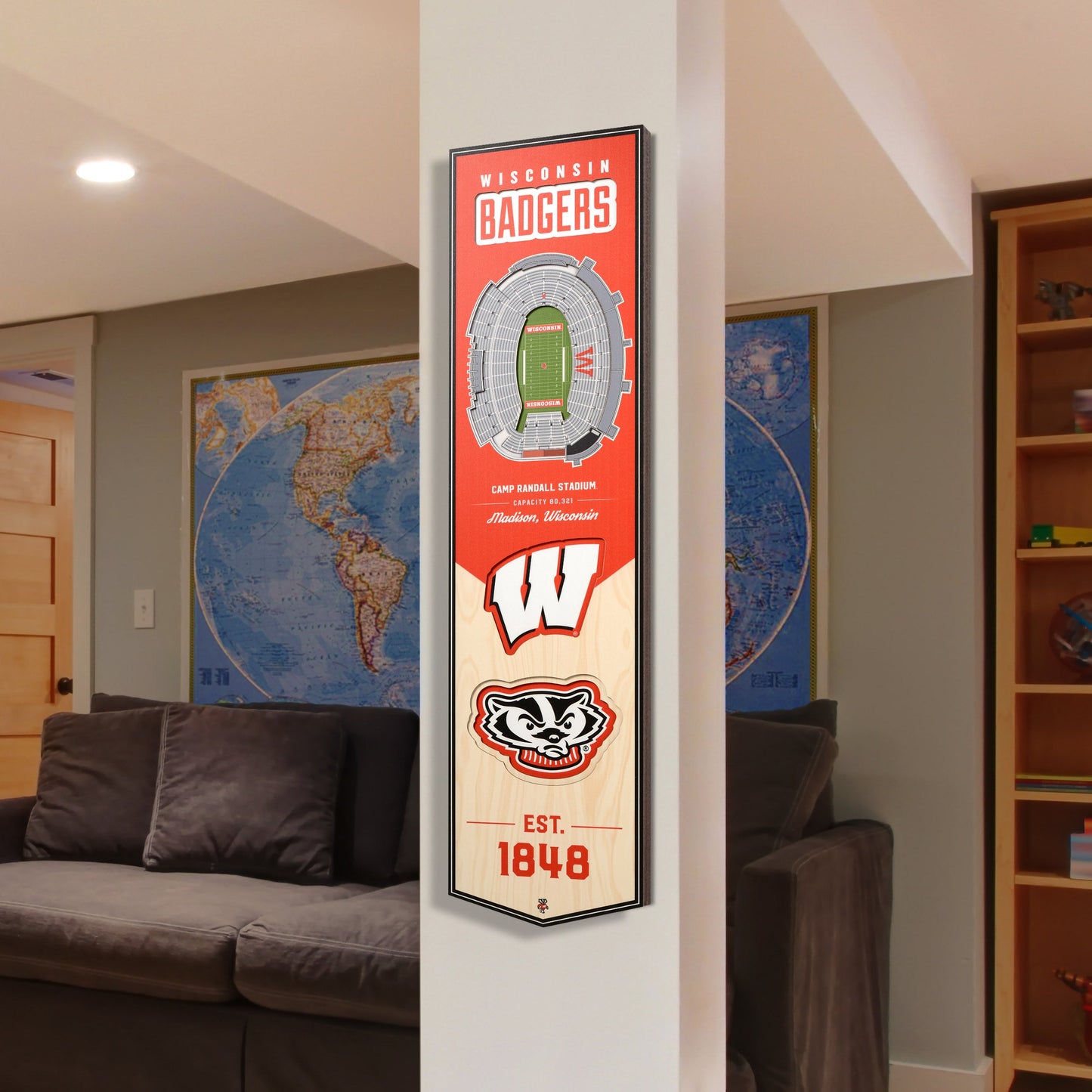 NCAA Wisconsin Badgers 3D Stadium Banner 8' X 32'