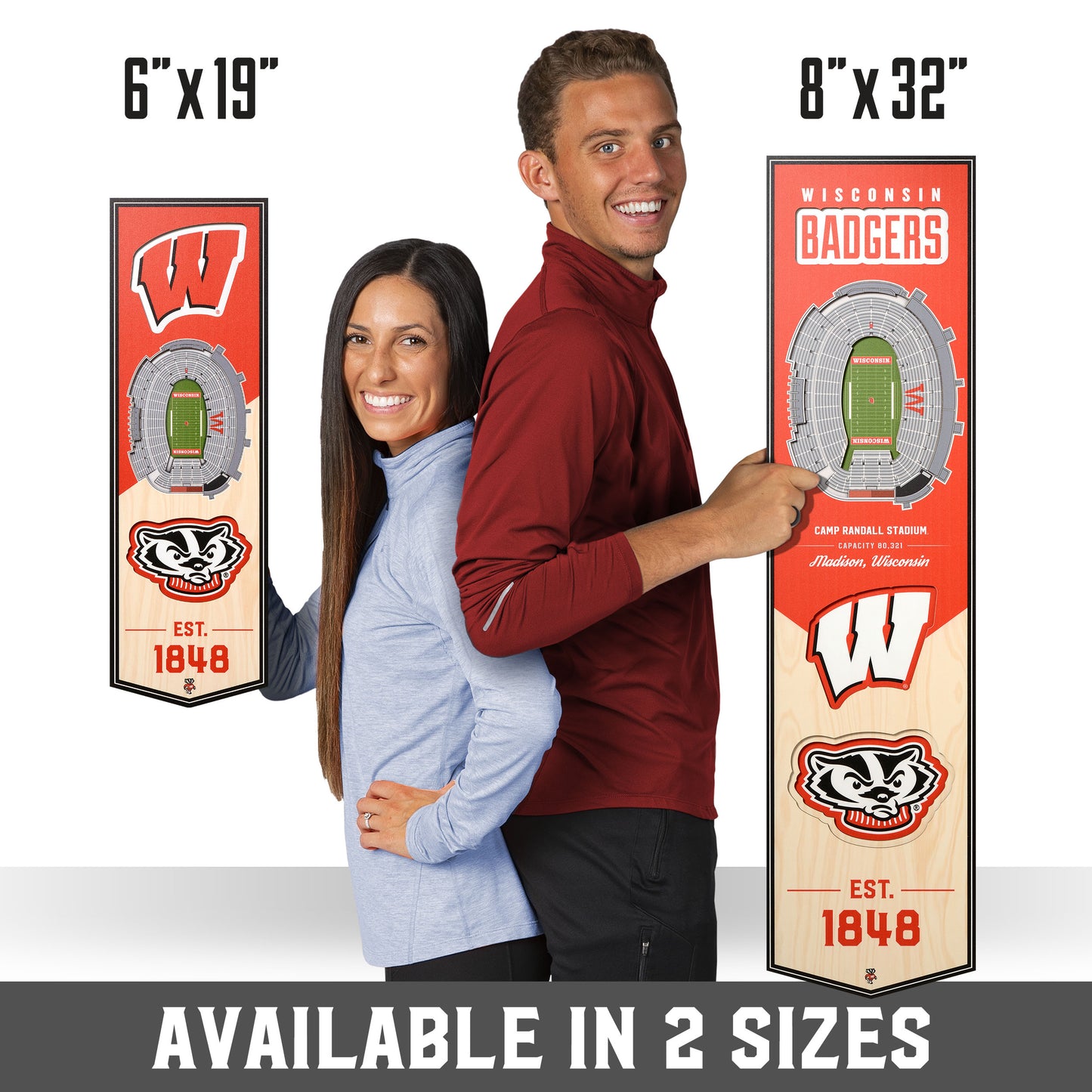 NCAA Wisconsin Badgers 3D Stadium Banner 8' X 32'