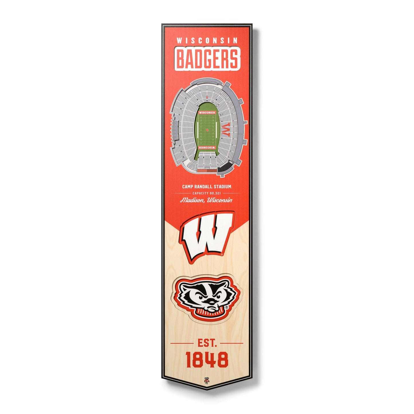 NCAA Wisconsin Badgers 3D Stadium Banner 8' X 32'