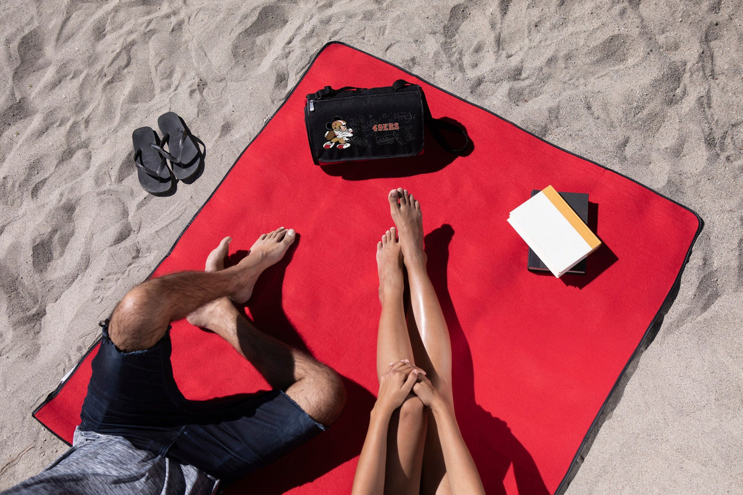 San Francisco 49ers Mickey Mouse - Blanket Tote Outdoor Picnic Blanket