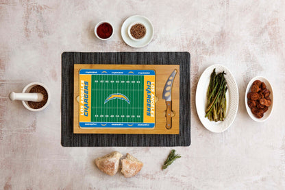 Los Angeles Chargers Football Field - Icon Glass Top Cutting Board & Knife Set